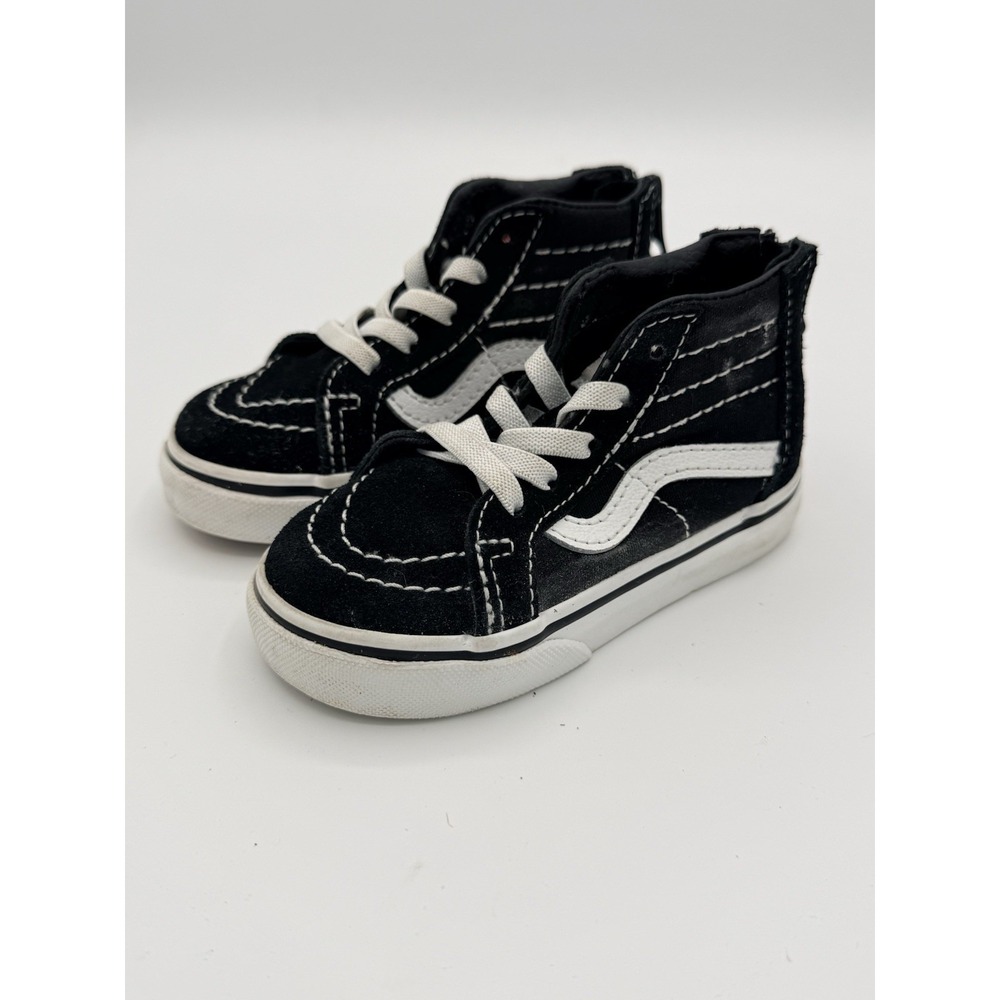 Vans Sk8-Hi Toddler Size 6 Black White High Top Zip Lace Sneakers Kids